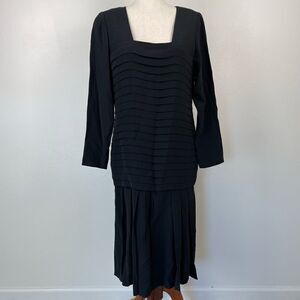Vintage Anna Calamia Black Midi Dress Size M